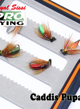 飞蝇路亚饵 仿生石蚕蛾若虫钩Caddis Pupae 10# 虹鳟 翘嘴专用钩