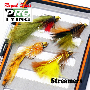 4款飞钓毛钩 飞蝇成品饰带钩 streamers三文鱼鲈鱼路亚饵羽毛挂钩