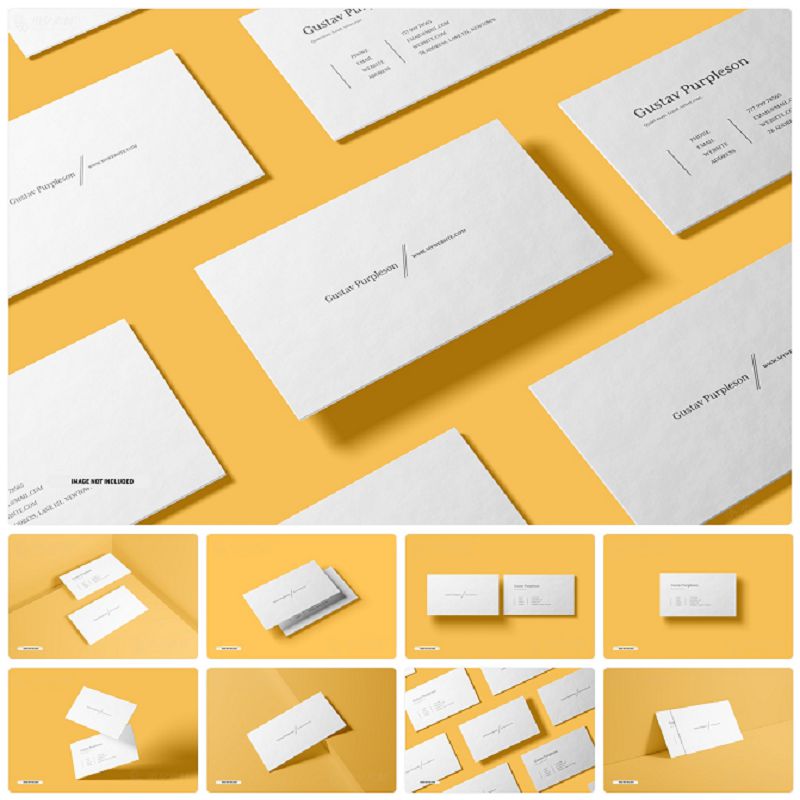 名片卡片文创悬浮矩阵光影贴图智能办公样机模板PSD分层设计素材