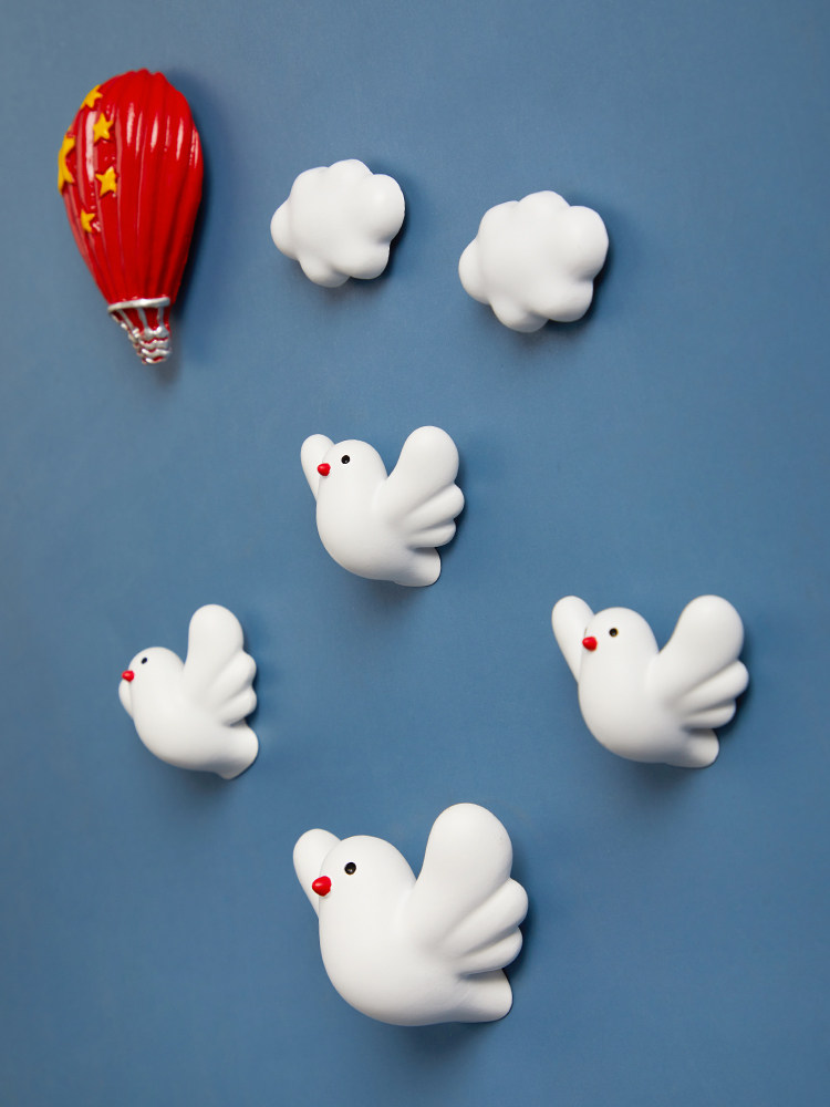 小白鸽冰箱贴磁贴可爱胖鸽子漂亮吸铁石创意ins风家居装饰留言贴