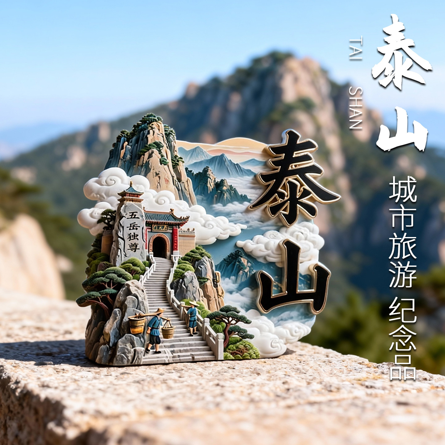 泰山文创冰箱贴金属磁吸纪念品城市旅游景点石敢当特色礼品磁力贴