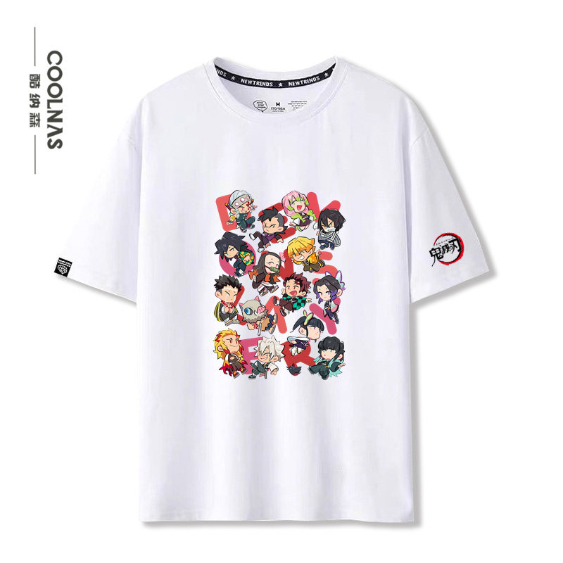thumbnail for Demon Slayer anime cartoon patterns for men and women, pure cotton short-sleeve T-shirts, summer short-sleeve tops trend