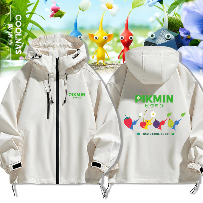 皮克敏PIKMIN4动漫周边卡通图案男女连帽冲锋衣春秋夹克外套新款