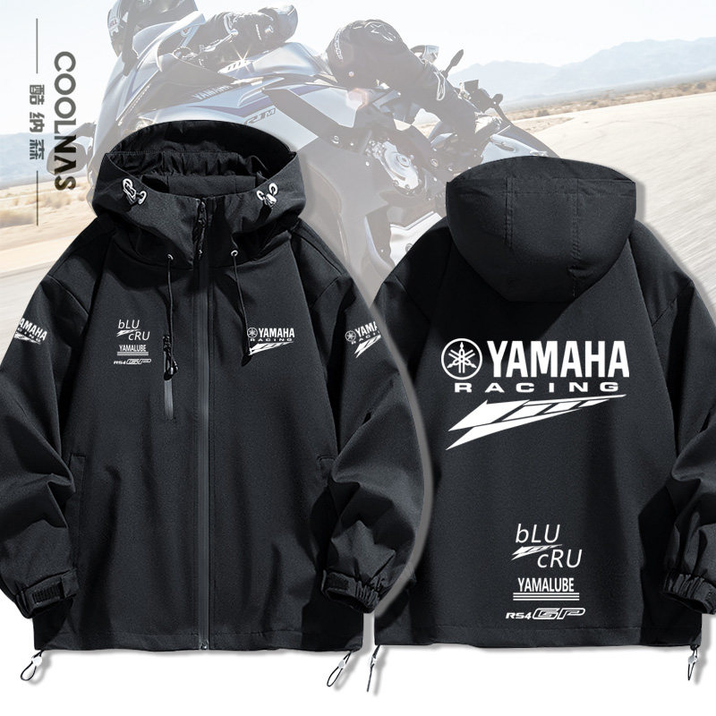 YAMAHA雅马哈摩托车GP厂队赛车服男女工作服秋冬款连帽冲锋衣外套