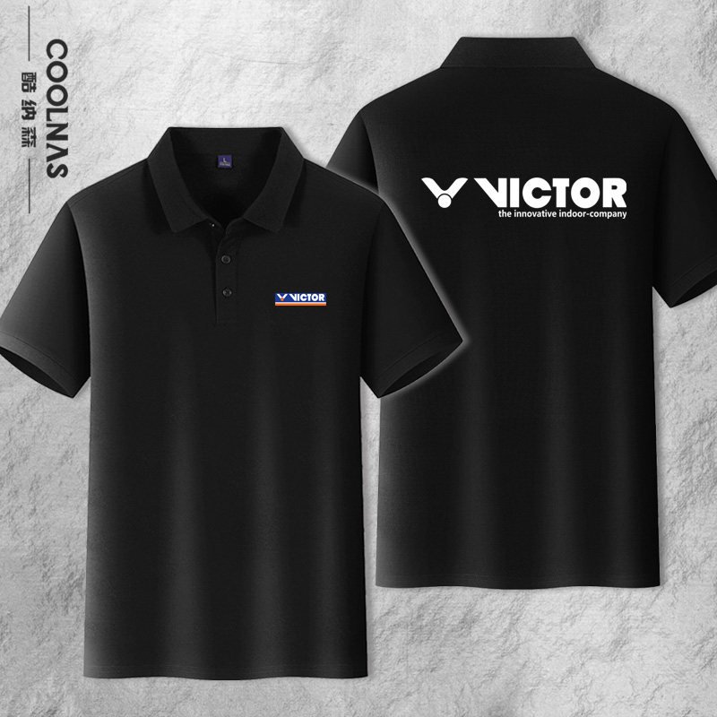 胜利周边羽毛球定制威克多victor图案男女短袖polo衫翻领上衣新款