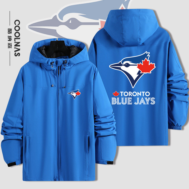 美职BLUEJAYS棒多伦多蓝鸟棒球队服周边男女连帽冲锋衣外套夹克潮