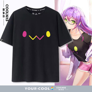 vtubert虚拟主播Hololive动漫周边常暗永远同款纯棉短袖T恤衣服夏