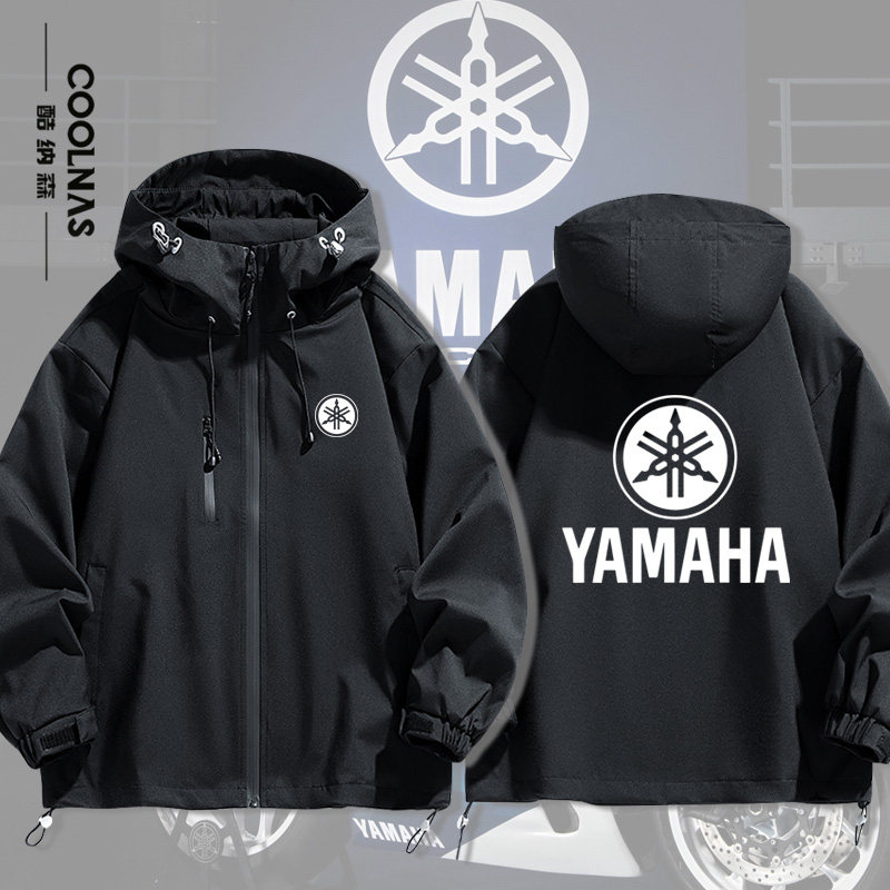 雅马哈Yamaha摩托车重机车爱好者骑行男女连帽冲锋衣秋冬夹克外套