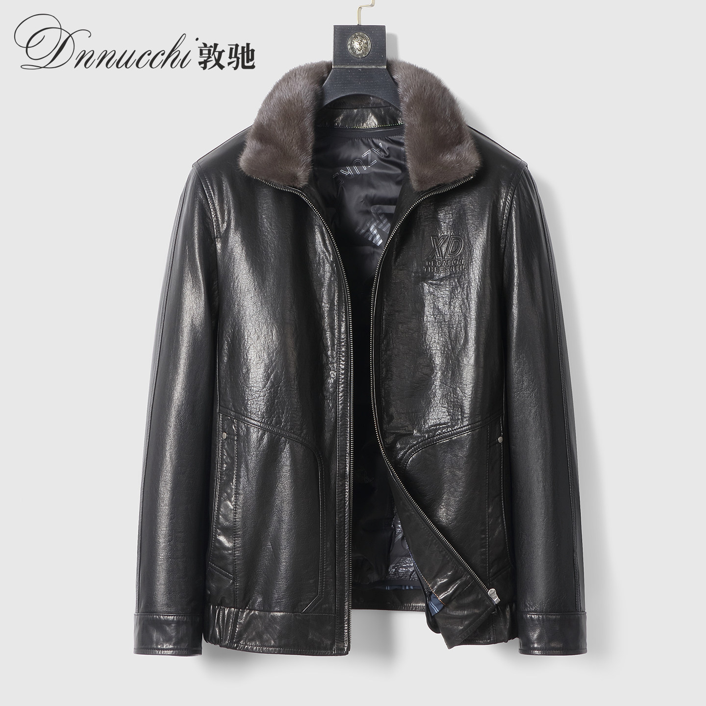 海宁真皮皮衣男短款羽绒服外套潮