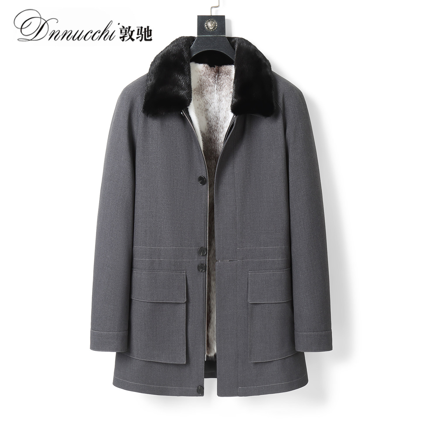敦驰冬季派克服男中长款外套整貂