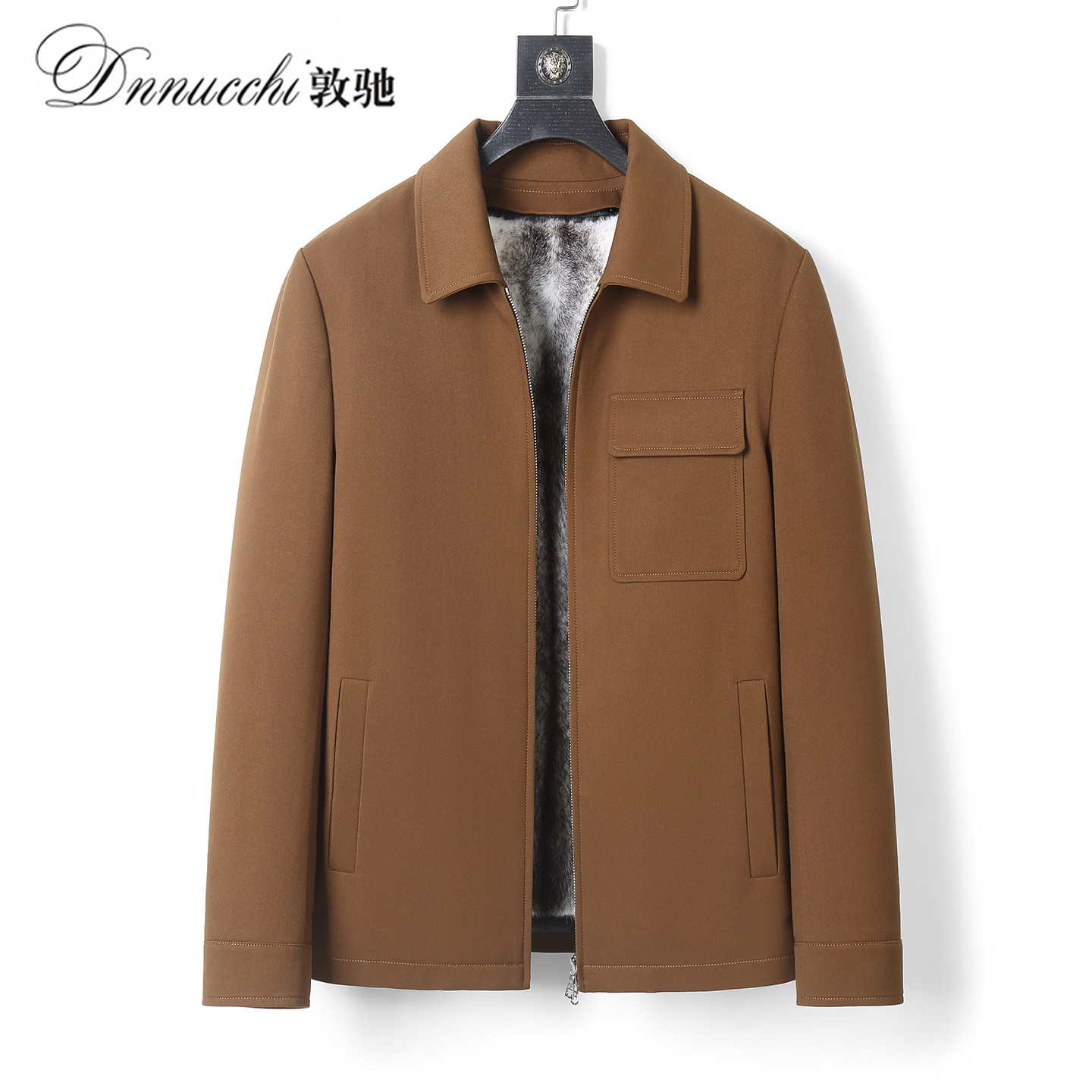 厚款水貂内胆派克服男短款外套