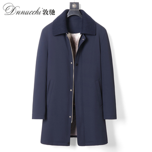 敦驰派克服男水貂内胆中长款翻领夹克整貂皮毛一体尼克服皮草外套