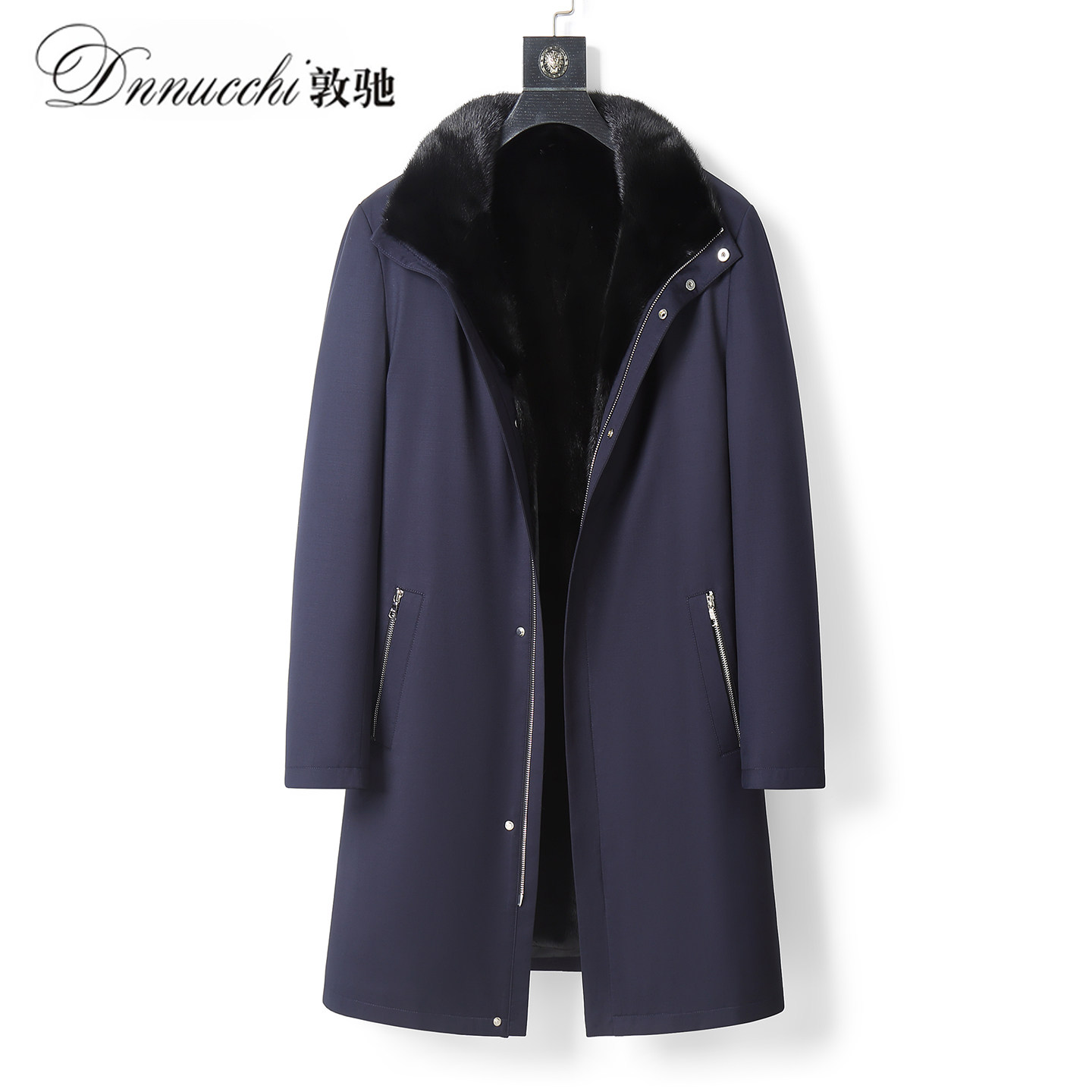 长款派克服男水貂内胆皮毛一体