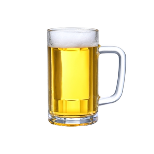 家用啤酒杯带把玻璃杯透明带手柄大容量加厚耐热茶杯扎啤杯商用