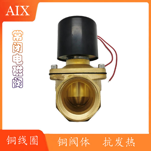 2W常闭220V铜电磁阀24V控制气进水阀开关2分4分15 6分1寸25 40 50