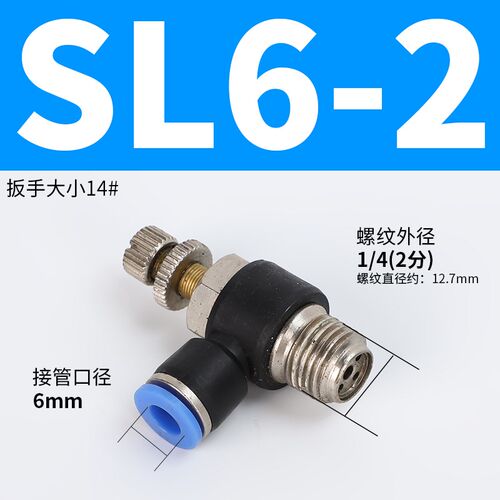 气动调节SL6-01节流阀SL8-02插管接头SL4-M5可调SL10-03/SL12-04