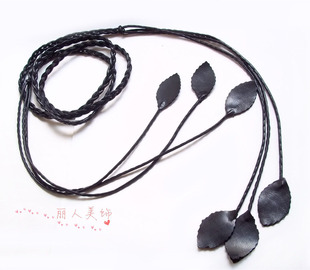 复古编织树叶流苏腰带 女士装饰裤连衣裙细皮带腰带休闲时尚百搭