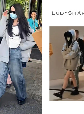 迪丽热巴同款灰色卫衣外套女春秋款2024新款chic早秋即墨开衫秋季