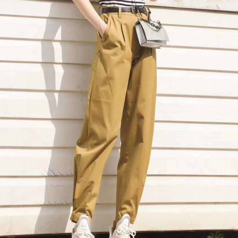 新颖阿玛施正旗舰店官网2020夏新款休闲裤女装正品高腰束脚工装裤