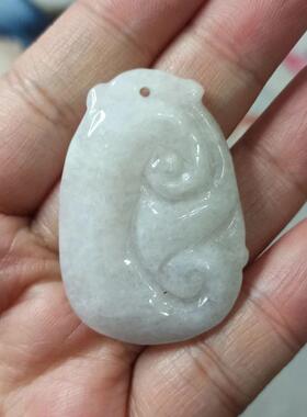 300缅甸天然翡翠吊坠雕刻件大号如意手把件卡41X28mm左右满48包邮