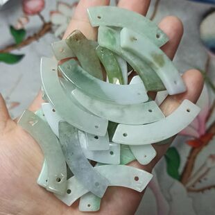41天然翡翠玉璜项链吊坠卡40mm左右编绳材料玉衡配件满48元包邮