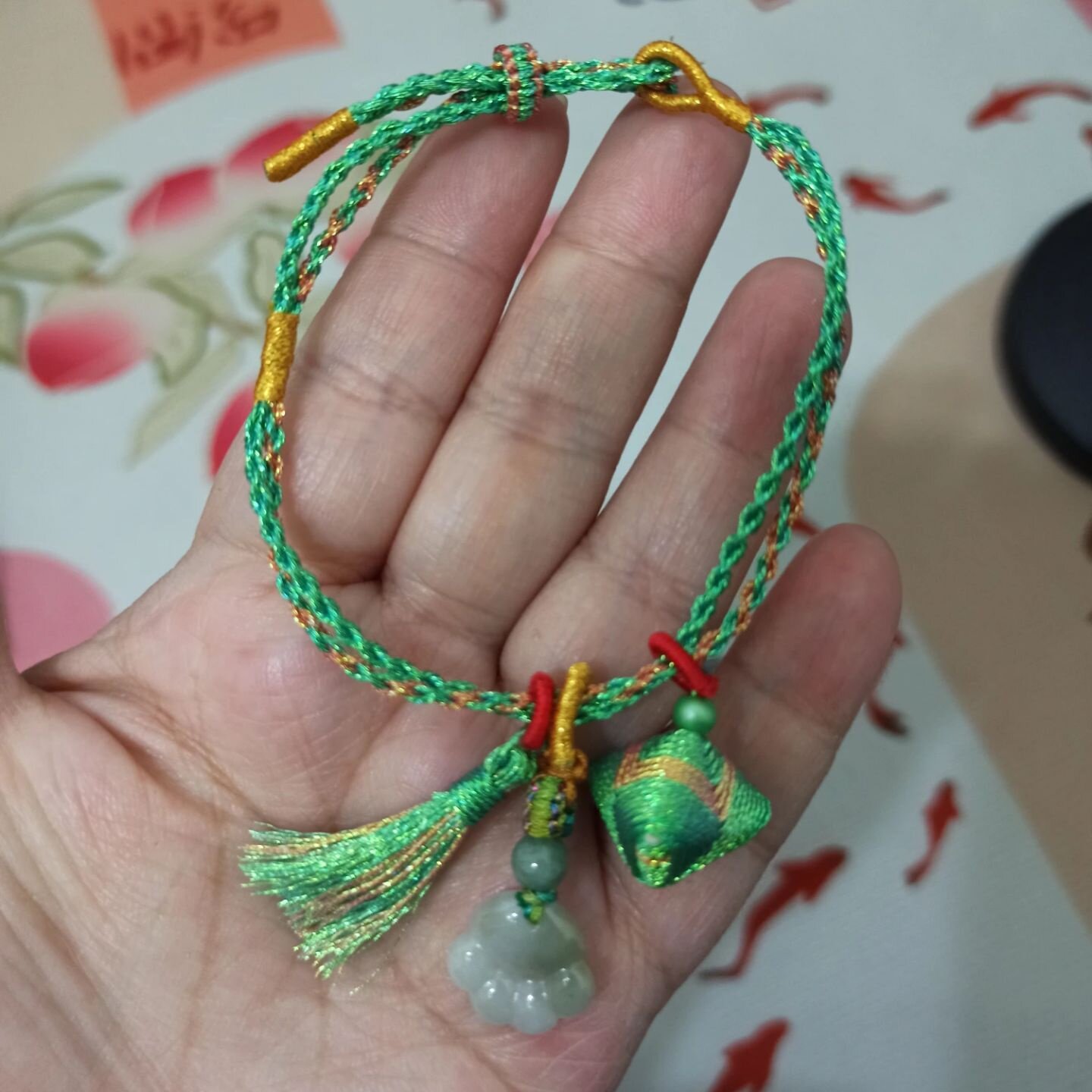 46缅甸翡翠小猫爪卡14mm随手编系列彩金结手绳不限手围满48元包邮