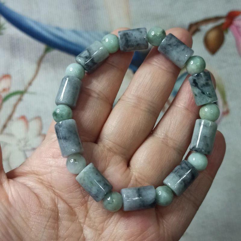 天然翡翠乌鸡飘花桶珠路路通