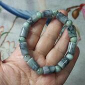 323缅甸天然翡翠乌鸡飘花桶珠路路通手串卡12X9mm左右满48元 包邮