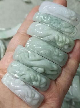 101缅甸天然翡翠手排貔貅手牌卡40mm玉石配件编绳材料满48元包邮
