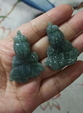 339危料天然翡翠吊坠雕刻件年年有余金鱼牌卡40X31mm左右满48包邮