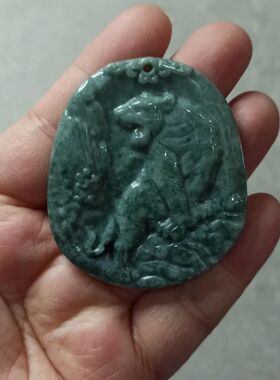 97天然翡翠吊坠危料蓝水山水虎牌手把件卡51X45mm左右满48元包邮