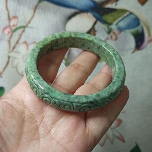 包邮 426天然缅甸翡翠手镯圈口卡56mm宽13mm宽条飘花特价 满48元