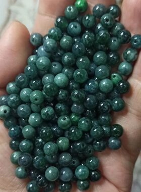 116天然翡翠危料蓝水圆珠散珠卡6mm左右蓝色底种水特出满48元包邮