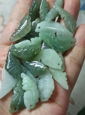 146缅甸天然翡翠吊坠小鱼提溜年年有余卡25X12mm左右满48元包邮