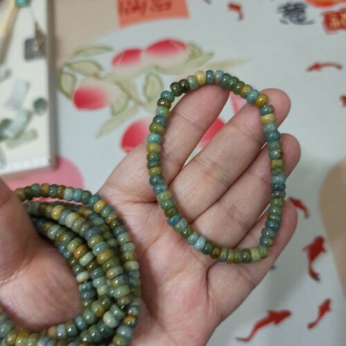 翡翠蓝水算盘珠手串危料黄翡