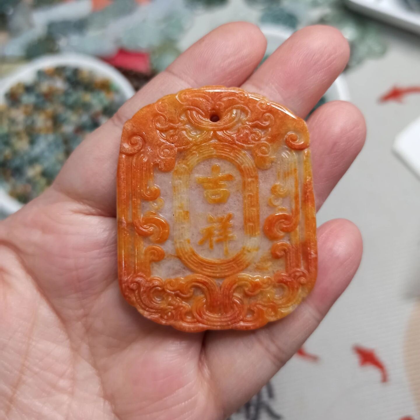 412缅甸天然翡翠雕刻仿古福牌挂牌吉祥福纹牌卡50mm左右满48包邮