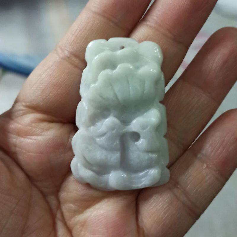 290天然翡翠吊坠飘花荷叶鸳鸯牌如意莲叶牌卡44X29mm左右满48包邮