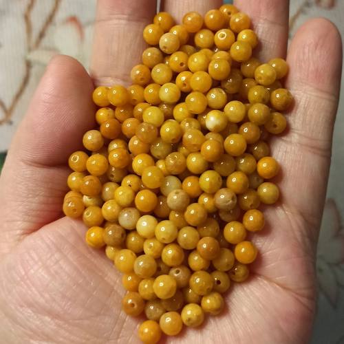 天然翡翠烧黄黄翡圆珠散珠
