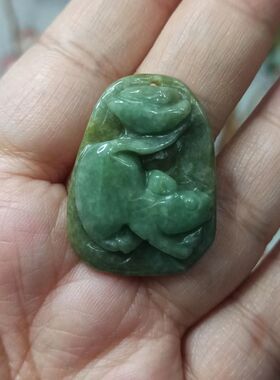 233缅甸天然翡翠吊坠黄翡茶色十二生肖鼠牌元宝鼠32X24mm48元包邮