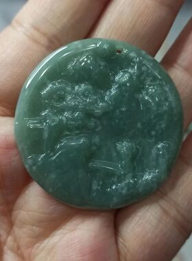 324天然翡翠危料山水牌吊坠深色蓝水挂件卡40mm左右满48元包邮