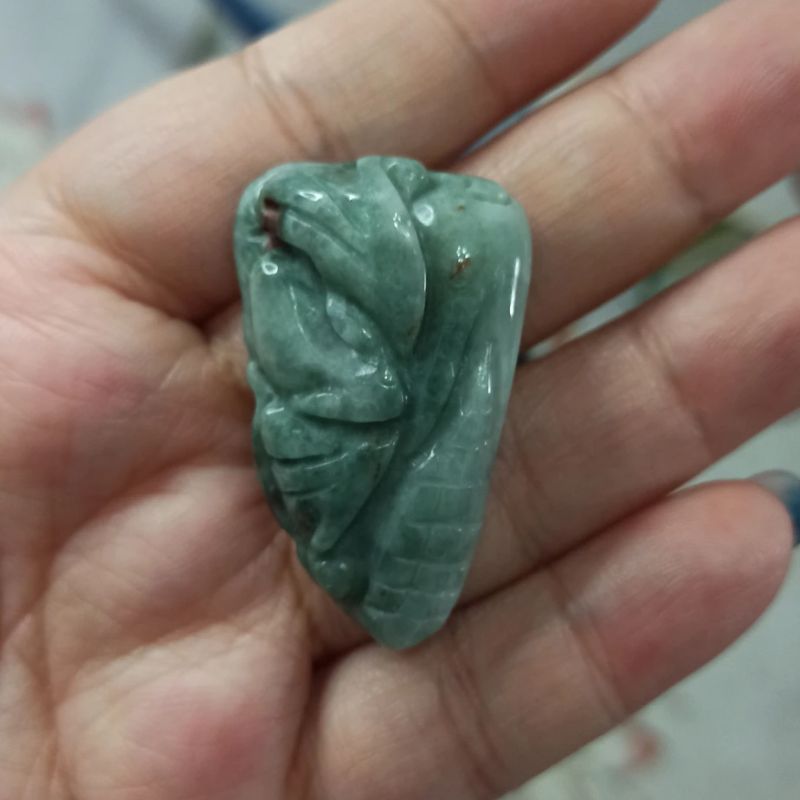 天然翡翠吊坠飘花雕刻件手把件