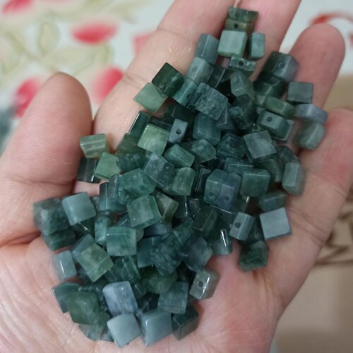 天然翡翠危料蓝水通孔扁方珠