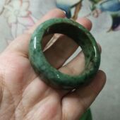 412缅甸天然翡翠吊坠绿底豆种圈圈跑环卡40mm圈口做手工满48 包邮