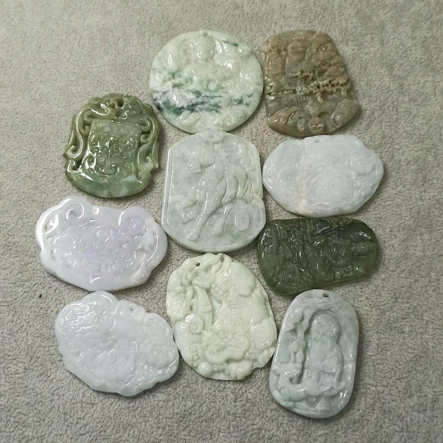 天然翡翠吊坠貔貅佛公山水一组