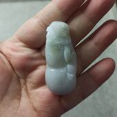 233缅甸天然翡翠吊坠雕刻件手把件貔貅如意葫芦卡48X21mm满48 包邮