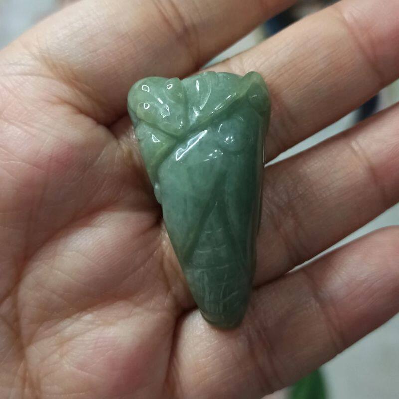 164缅甸天然翡翠吊坠雕刻件蝙蝠如意玉米特色卡38X22mm满48元包邮