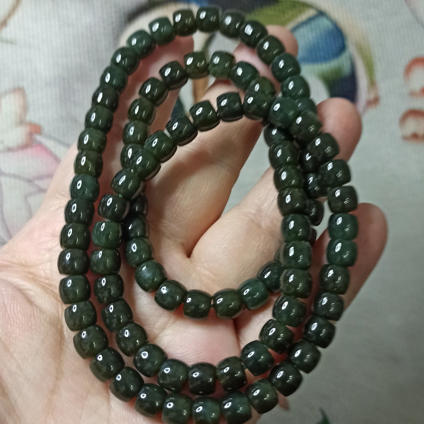 天然和田玉碧玉项链老型珠珠链