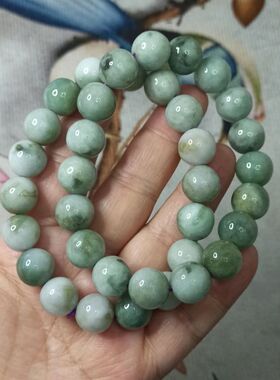 181缅甸天然翡翠手串飘花圆珠珠链手串卡12.5mm左右手链单圈微瑕