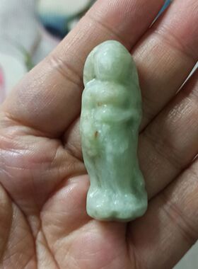 244缅甸天然翡翠吊坠莲花观音牌子飘花卡48X15mm左右满48元包邮