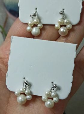 112淡水天然珍珠耳环猫爪款式主珠卡7mm左右造型耳钉满48元包邮